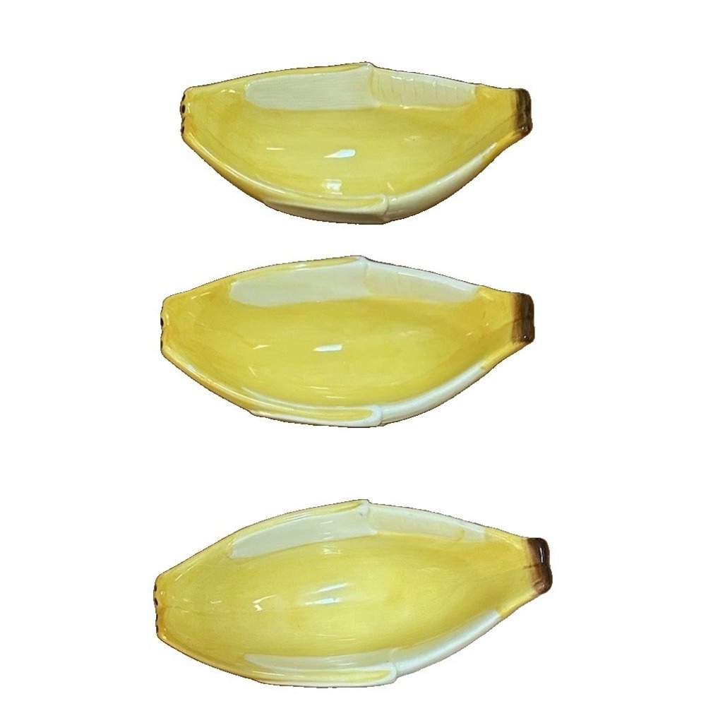 1960' s Vintage Banana Split Ice Cream Bowls Set of 3